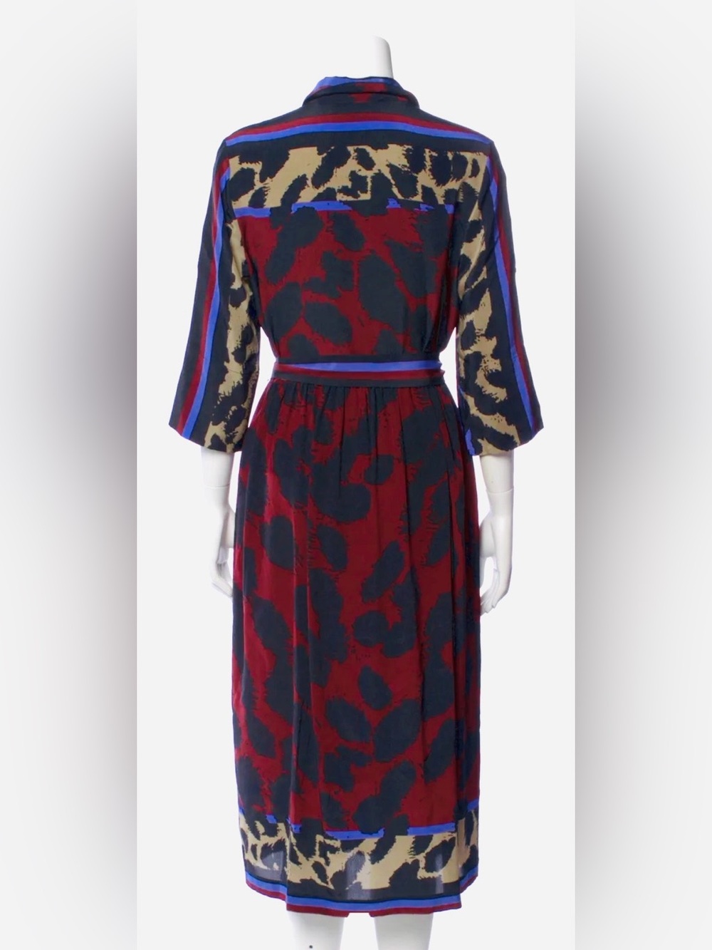 Diane Von Furstenberg Dark Leopard Placement Midi Dress in Black, Purple & Blue - Picture 4 of 5